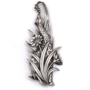 JJ Signed Vintage Pewter Giraffe Large Pin Brooch